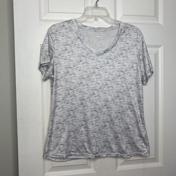 Avia Large Gray Space Dye V Neck Active Tee Short Sleeve Women's Top Size Large - Picture 1 of 5